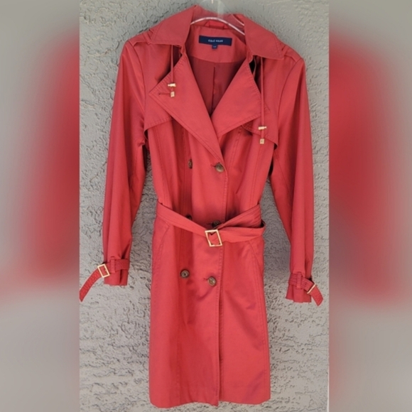 Cole Haan double breasted hooded trench coat red size Large - Picture 11 of 11